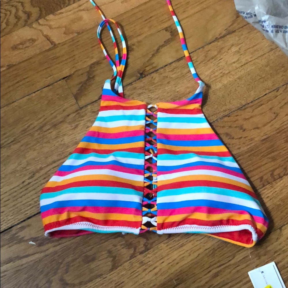 Swim suit top colorful new tie up